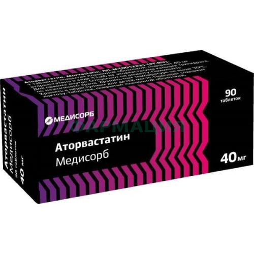 Аторвастатин медисорб таблетки покрытые пленочной оболочкой 40мг №90