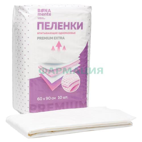 Бона менте пеленки впитывающие 60x90 №10 премиум экстра Бона менте пеленки впитывающие 60x90 №10 премиум экстра