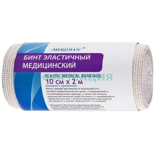 Меридиан бинт медицинский эластичный 10смх2м застежка Меридиан бинт медицинский эластичный 10смх2м застежка