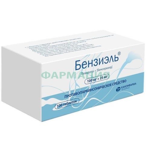 Бензиэль таблетки 100мг + 25мг №100 Бензиэль таблетки 100мг + 25мг №100