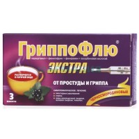 Гриппофлю экстра от простуды и гриппа порошок для приготовления раствора для приема внутрь 13г №3 черн. смородина