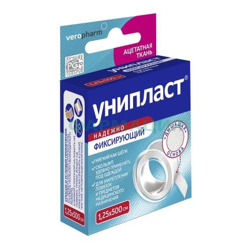 Унипласт лейкопластырь фиксирующий 1,25х500см шелк