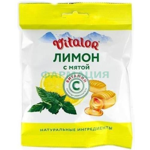 Виталор леденц.карамель лимон + мята с 60г. Виталор леденц.карамель лимон + мята с 60г.