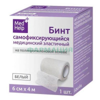 Медхелп бинт эластичный самофиксирующийся полипропил осн 6смх4м белый