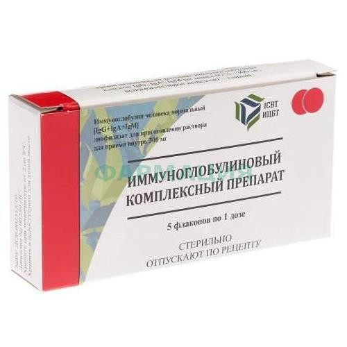 Иммуноглобулиновый комплексный препарат (кип) лиофилизат для приготовления раствора для приема внутрь 300мг 300мг№5