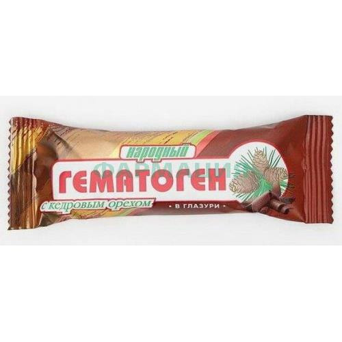 Гематоген народный плитка 40г с кедровым орехом в глазури