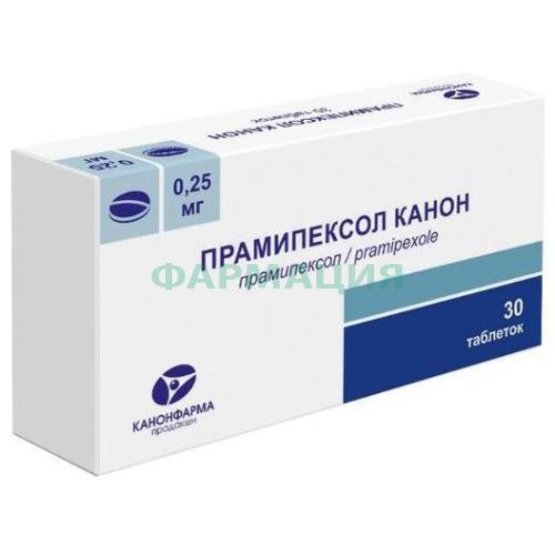 Прамипексол канон таблетки 0,25мг №30 Прамипексол канон таблетки 0,25мг №30