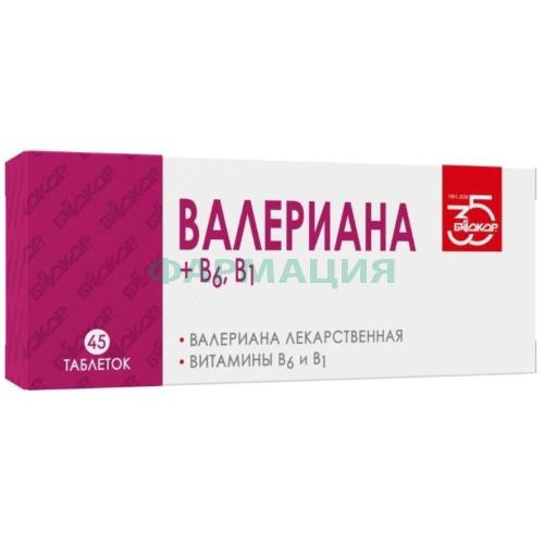 Биокор валериана + в1,в6 таблетки 125мг №45 Биокор валериана + в1,в6 таблетки 125мг №45