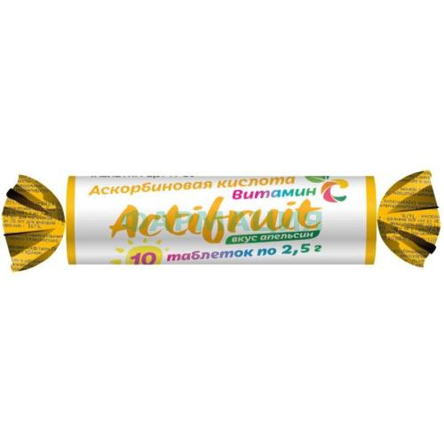Актифрут витамин с таблетки жевательные 2,5г №10 с сахаром вкус апельсина