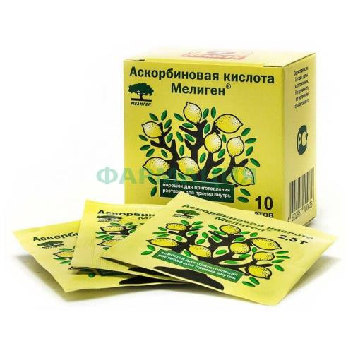 Мелиген аскорбиновая кислота порошок 2,5г №10 (бад) Мелиген аскорбиновая кислота порошок 2,5г №10 (бад)