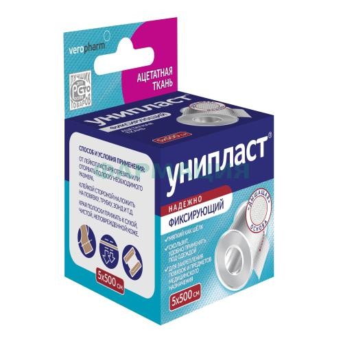 Унипласт лейкопластырь фиксирующий 5х500см шелк