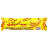 Аскорбиновая кислота с сахаром таблетки жевательные 25мг 3.0г №10 вкус банана крутка