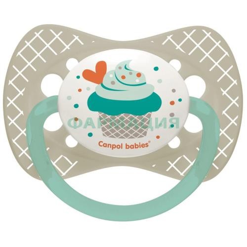 Канпол пустышка силиконовая симметр. cupcake 18мес +  сер. /арт.23/284/