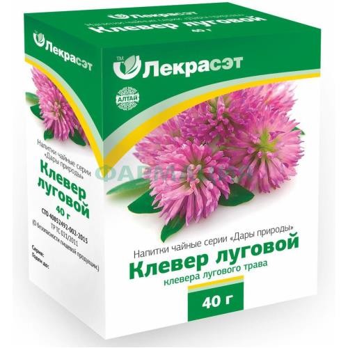 Дары природы клевер луговой трава 40г. чайн. напиток /лекра-сэт/ Дары природы клевер луговой трава 40г. чайн. напиток /лекра-сэт/