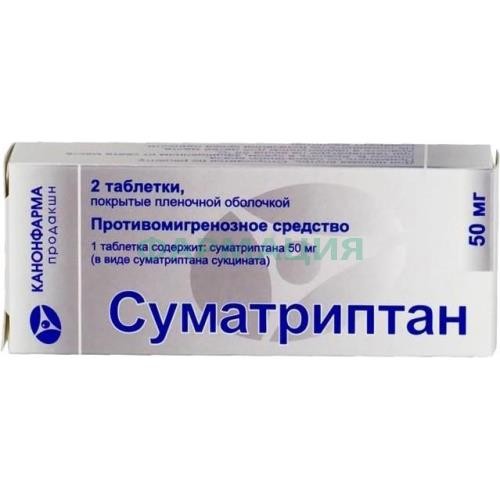 Суматриптан канон таблетки покрытые пленочной оболочкой 50мг №2