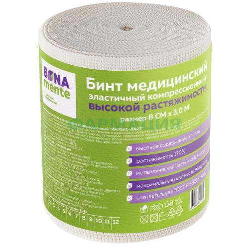 Бона менте бинт медицинский эластичный лайт вр 3мх8см с застежками Бона менте бинт медицинский эластичный лайт вр 3мх8см с застежками