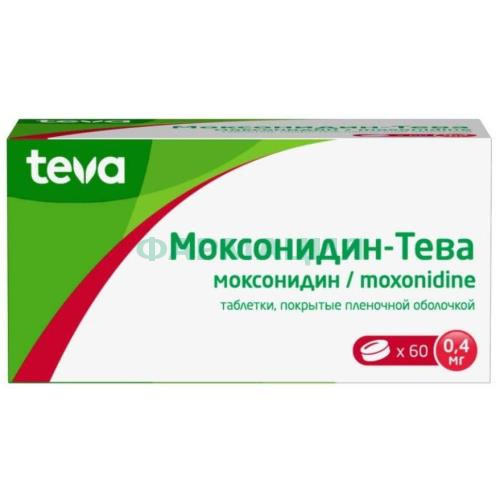 Моксонидин-тева таблетки покрытые пленочной оболочкой 0,4мг №60 Моксонидин-тева таблетки покрытые пленочной оболочкой 0,4мг №60