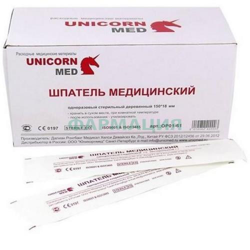 Юникорн мед шпатель 150x18x1,8 мм №100 мед дер стер