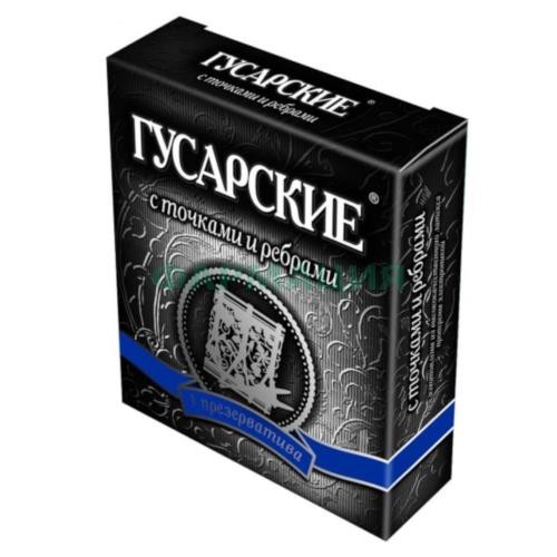 Гусарские презервативы №3 с точками и ребрами