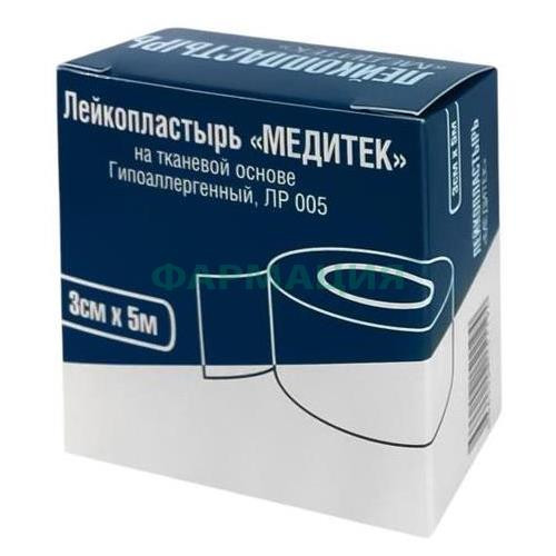 Медитек лейкопластырь медицинский фиксирующий 3х500см ткан