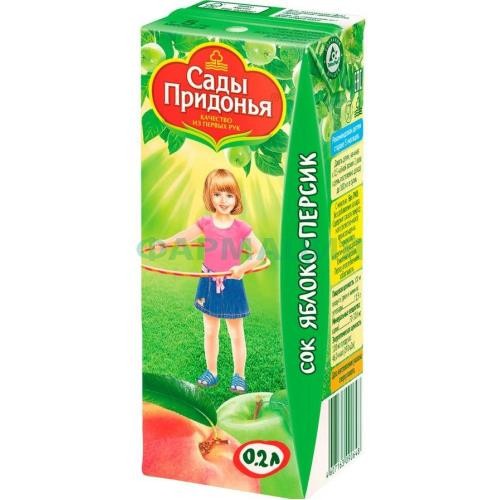Сады придонья сок 200мл. яблоко + персик мяк. 5 мес. +