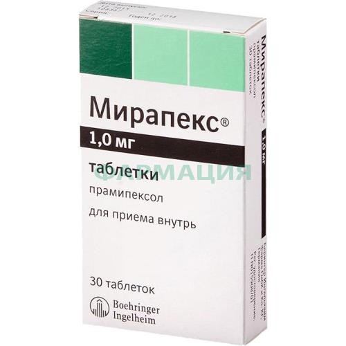 Мирапекс таблетки 1мг №30 Мирапекс таблетки 1мг №30