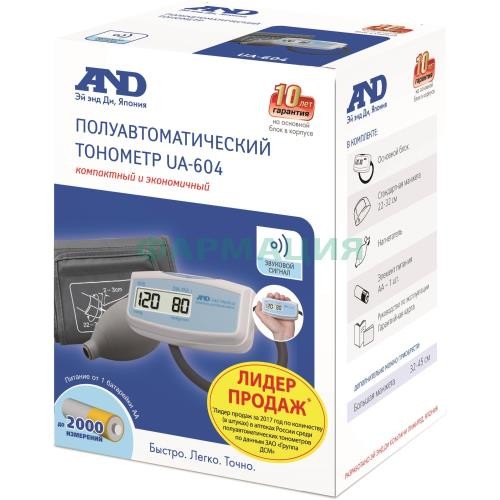 Эй энд ди тонометр полуавтомат ua-604 стандарт. манжета 22-32см
