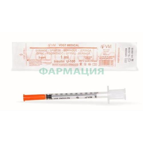 Шприц вогт медикал инсулин. 1мл.  u-100 3-х комп. 29g 0,33х13мм №1 [vogt]